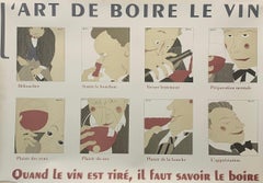 Vintage Poster L'Art de Boire le Vin d'apres Martin, ca. 1980 Französischer Wein