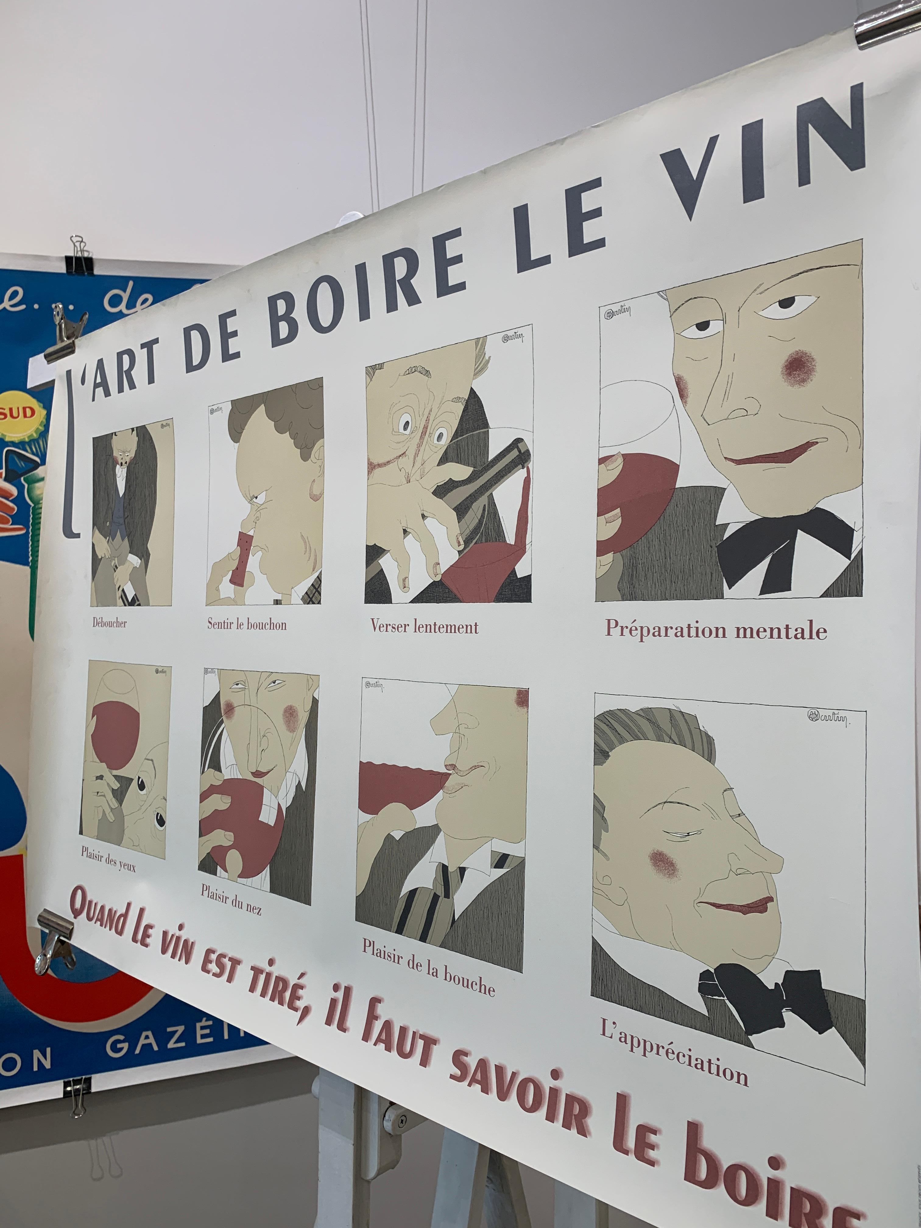 Vintage Poster L'Art de Boire le Vin d'apres Martin, circa 1980 French Wine In Excellent Condition In Melbourne, Victoria