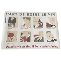Vintage Poster L'Art de Boire le Vin d'apres Martin, circa 1980 French Wine
