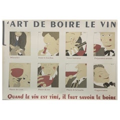 Poster d'epoca L'Art de Boire le Vin d'apres Martin, circa 1980 Vino francese