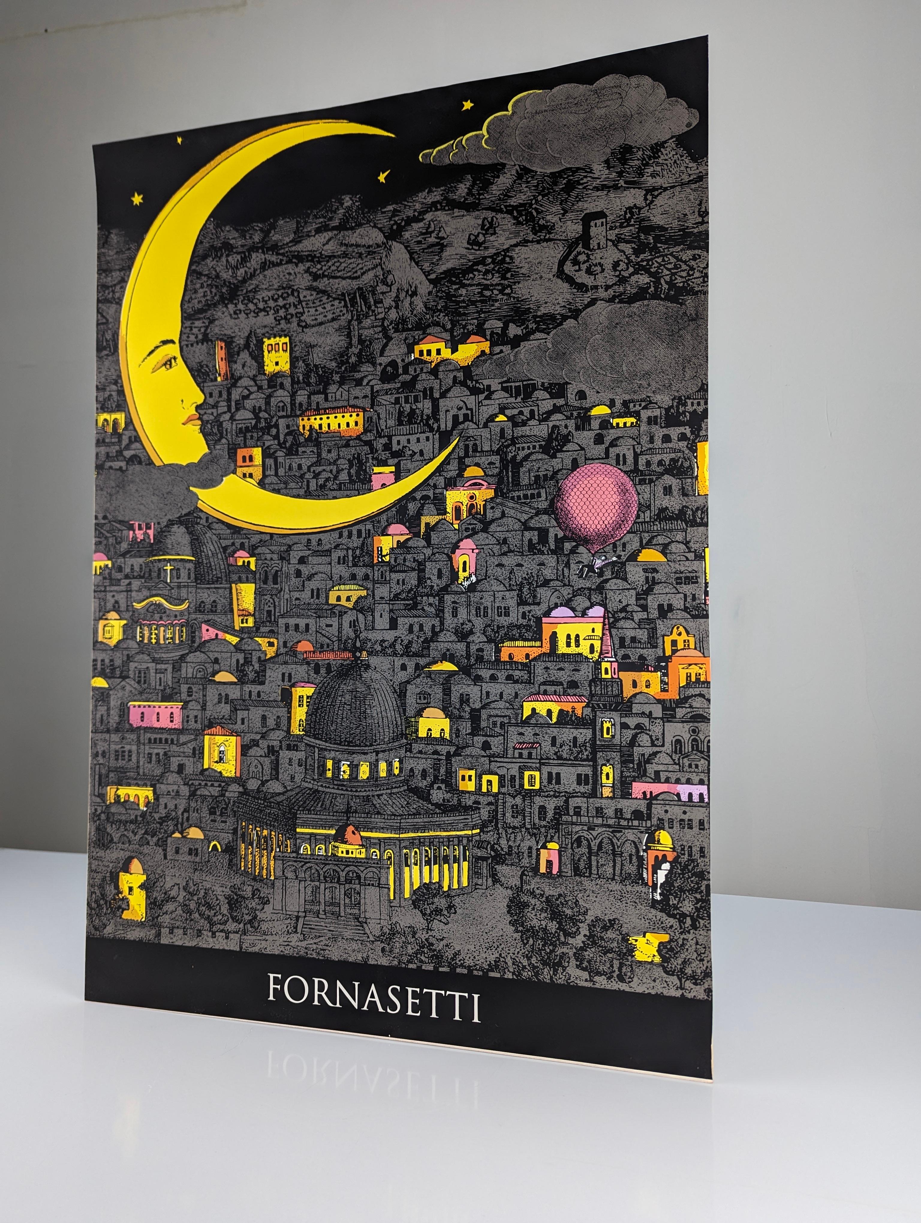 20ième siècle  Affiche vintage « Night over Jerusalem » de Piero Fornasetti en vente