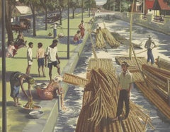 Vintage Poster of Cane and Bamboo Transportation on Java 'c.1960'