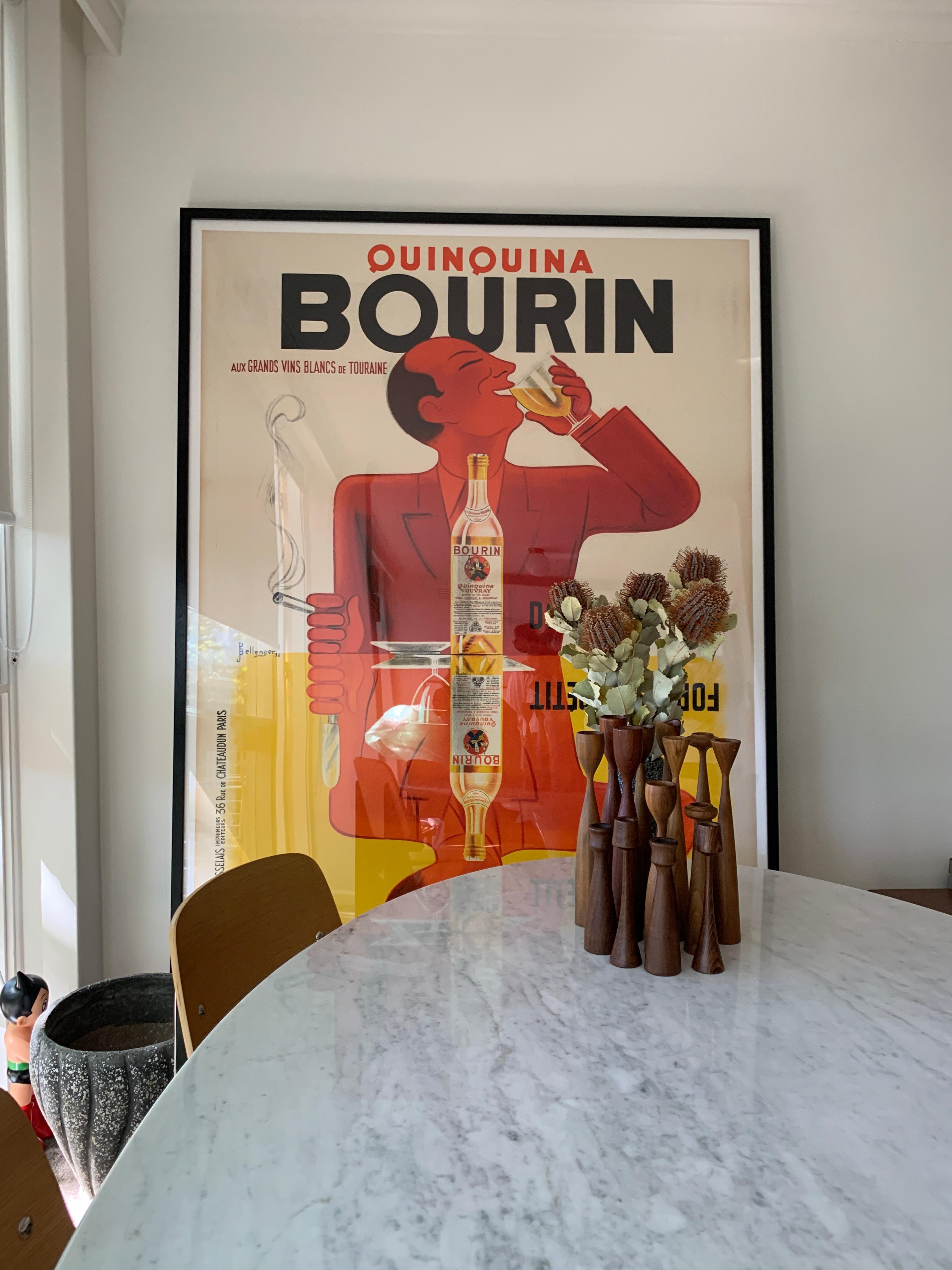 Affiche d'origine Bourin Quinquina Bellenger 1936 Food &Wine French en vente 5
