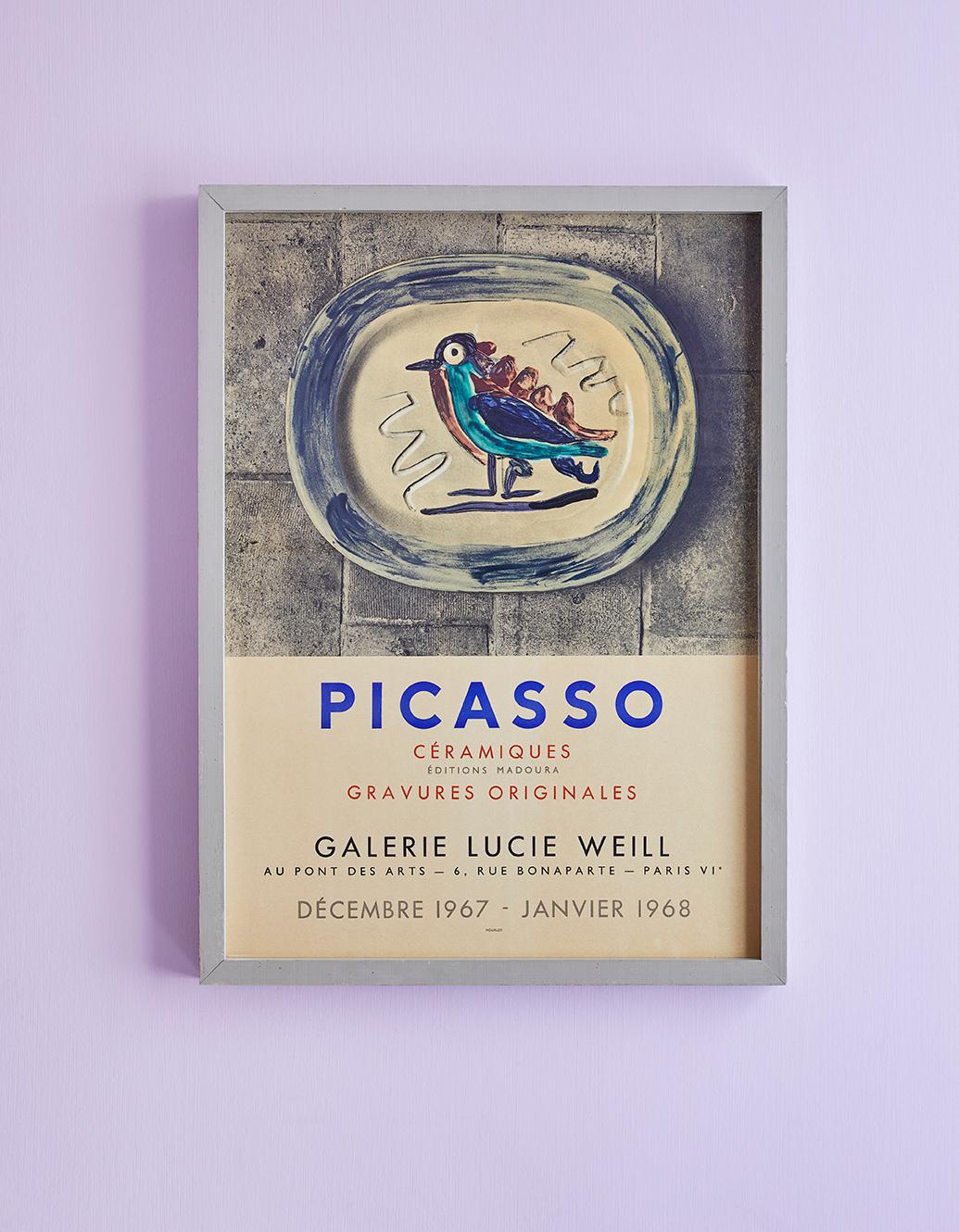 Pablo Picasso
France, 1976

“Picasso Ceramics” Galerie Lucie Weill. Vintage exhibition poster.

Measures: H 70.5 x W 52 x D 3.5 cm.