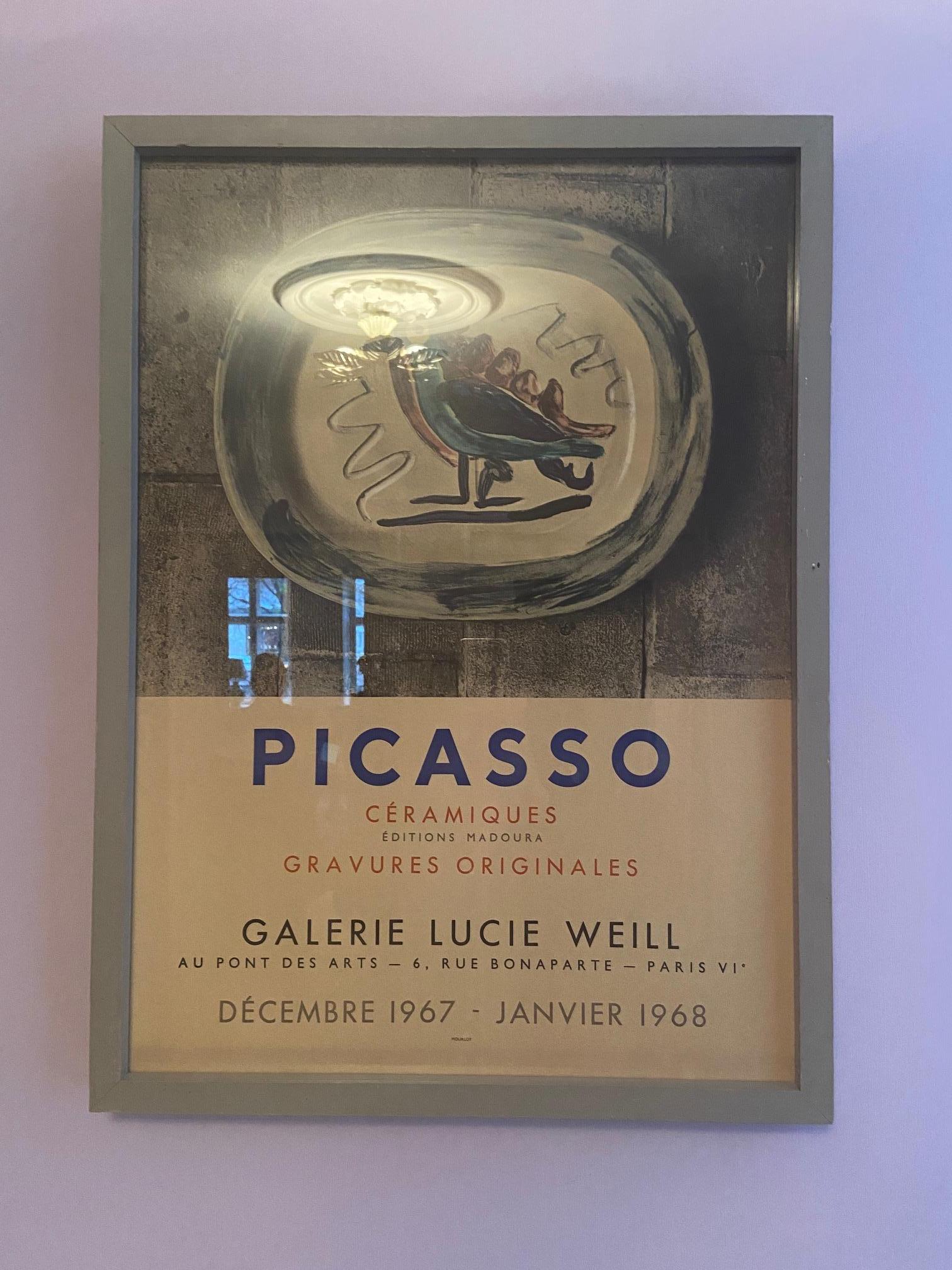 Vintage Poster Pablo Picasso “Picasso Ceramics” Galleri Lucie Weill, France 1976 In Good Condition In Copenhagen K, DK