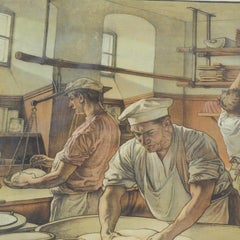 Vintage Poster Wall Chart Baker Job, Traditional Bakery Work