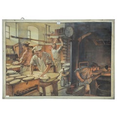Vintage Poster Wall Chart Baker Job, Traditional Bakery Work