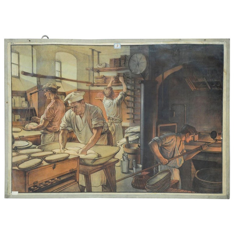 Vintage Poster Wall Chart Baker Job, Traditional Bakery Work at 1stDibs