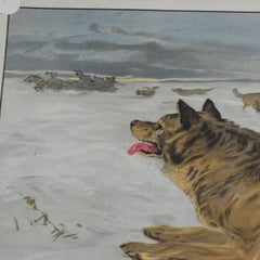 Vintage Poster Wall Chart Wolf Packs Hunting Snow Landscape