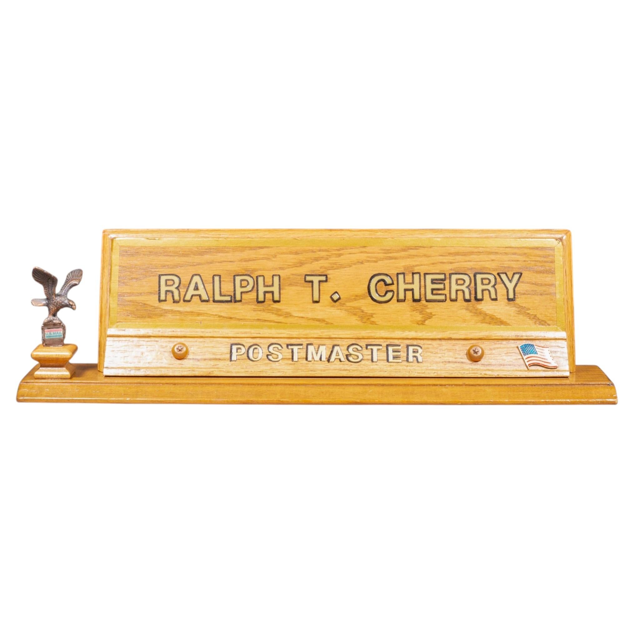 Vintage Postmaster Desk Sign, c.1940-1950 For Sale