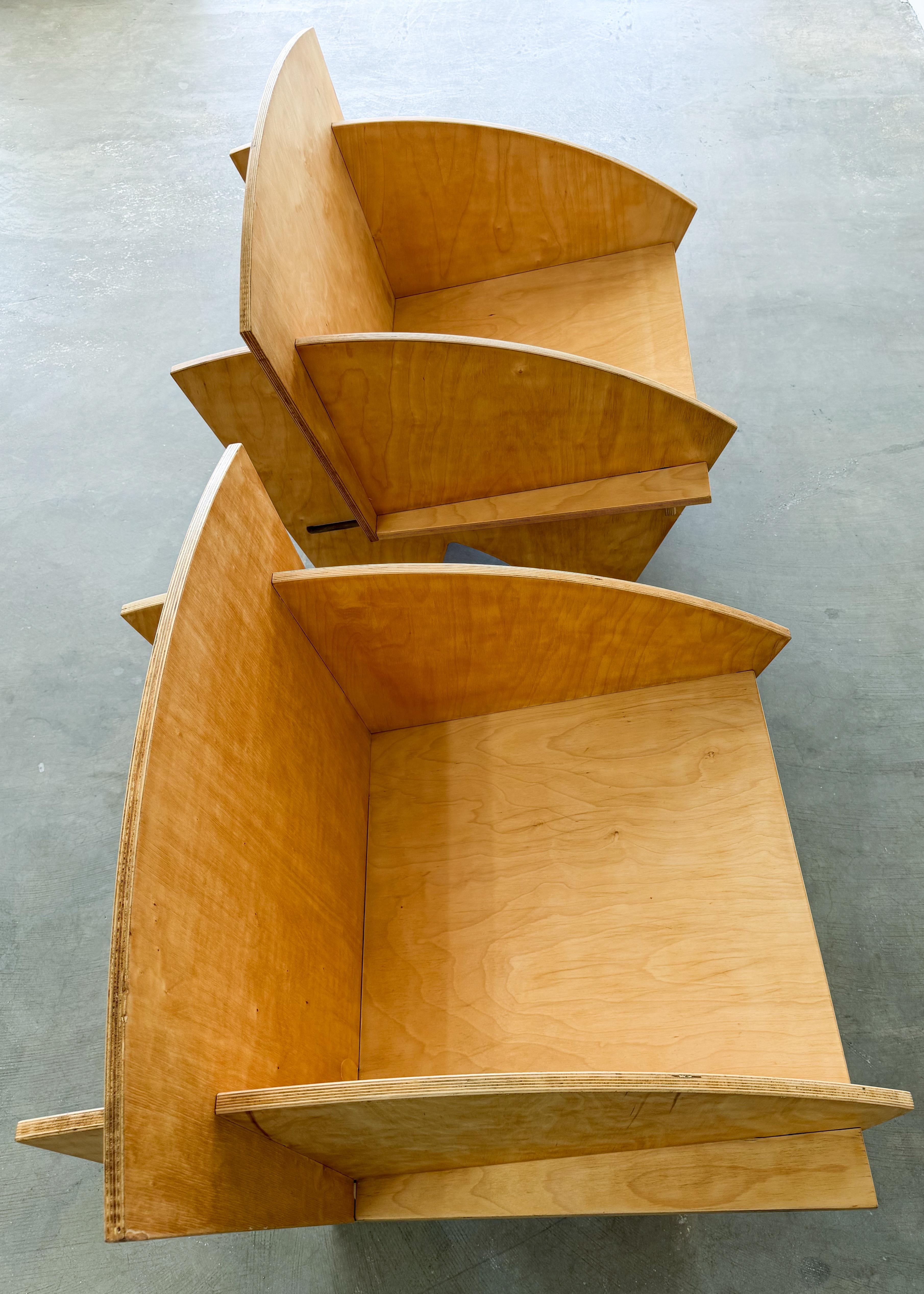 Vintage Postmodern 1980s Pair of Interlocking Plywood Puzzle Chairs ...