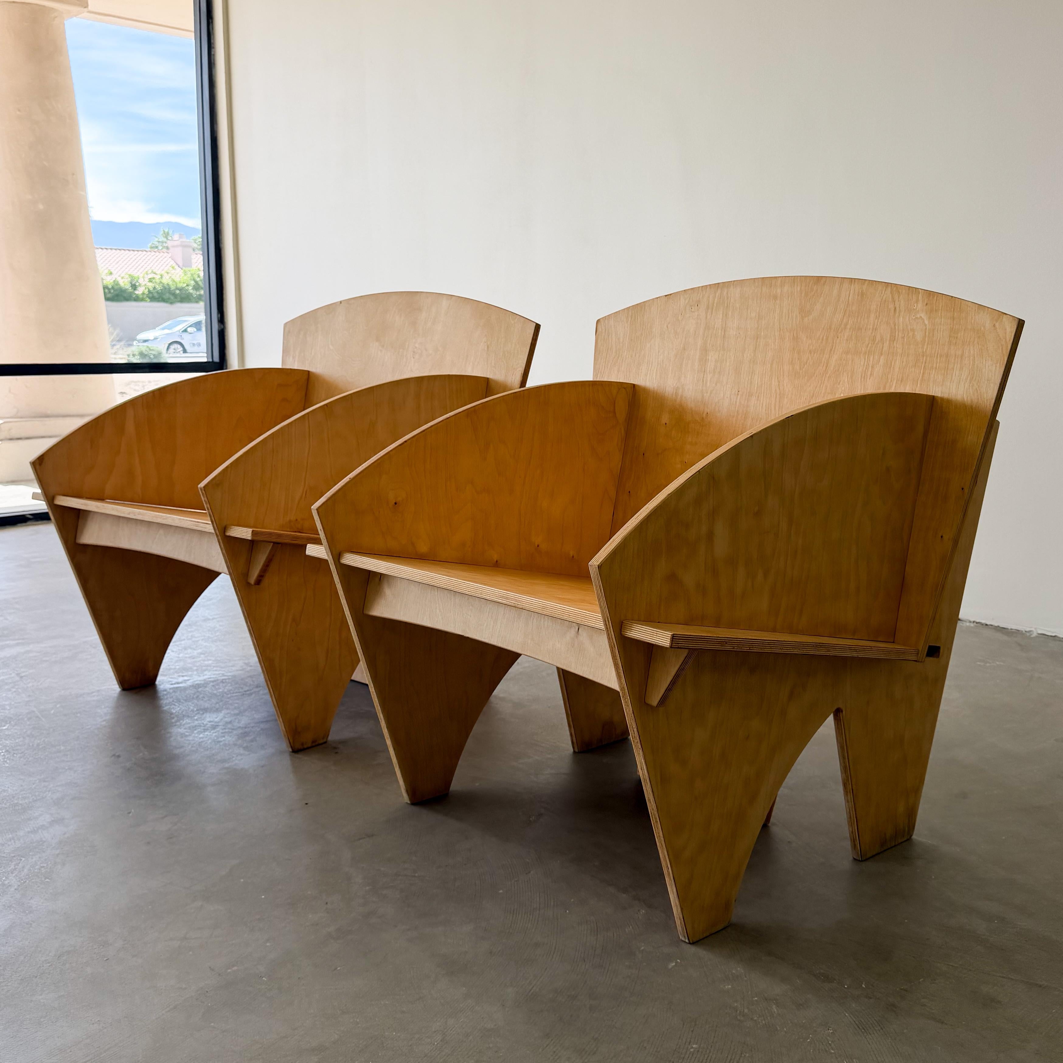 Vintage Postmodern 1980s Pair of Interlocking Plywood Puzzle Chairs ...