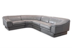 Vintage Postmodern 4pc Curving Gray Leather Sofa Sectional