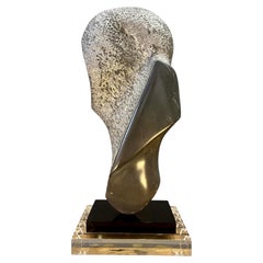 Scultura in pietra intagliata in stile astratto postmoderno vintage, ispirata a Henry Moore