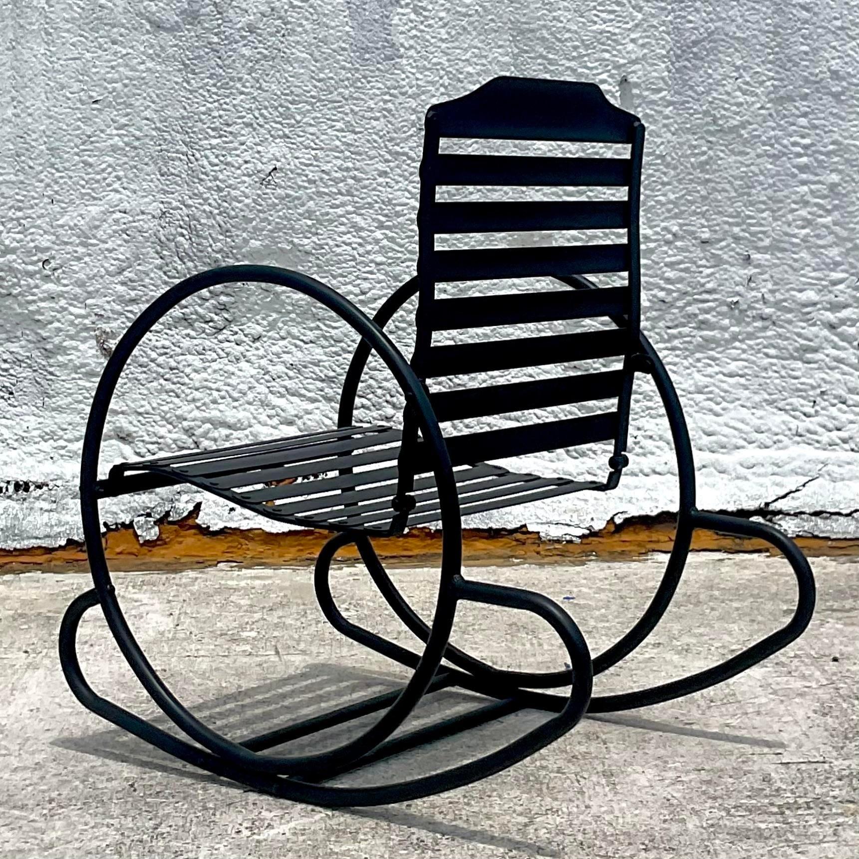 Post-Modern Vintage Postmodern Aluminum Rocking Chair For Sale