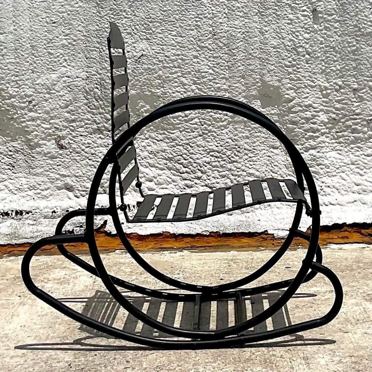 20th Century Vintage Postmodern Aluminum Rocking Chair For Sale
