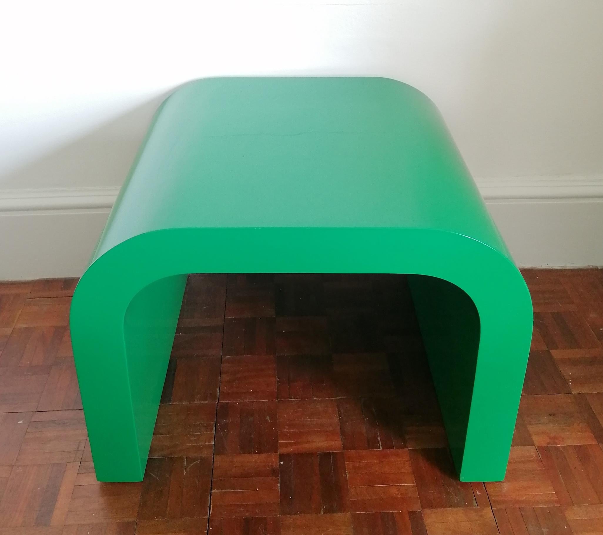 Other Vintage Postmodern American Emerald Green Lacquered Waterfall Coffee Table 1980s