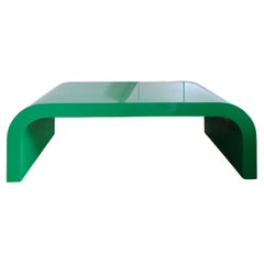 Vintage Postmodern American Emerald Green Lacquered Waterfall Coffee Table 1980s