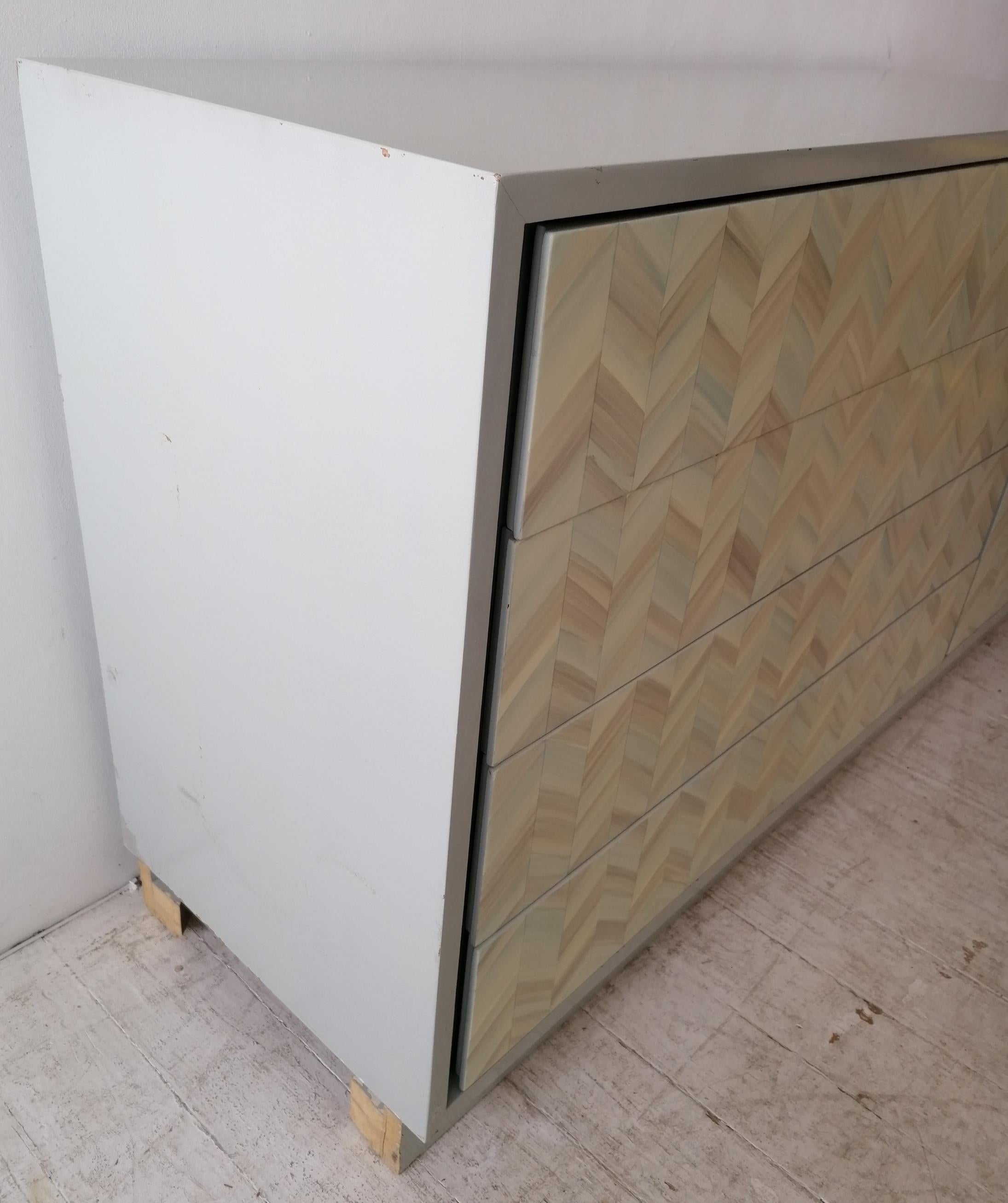 Vintage postmodern American lacquered chevron design sideboard 1980s For Sale 12