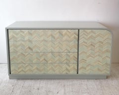 Vintage postmodern American lacquered chevron design sideboard 1980s