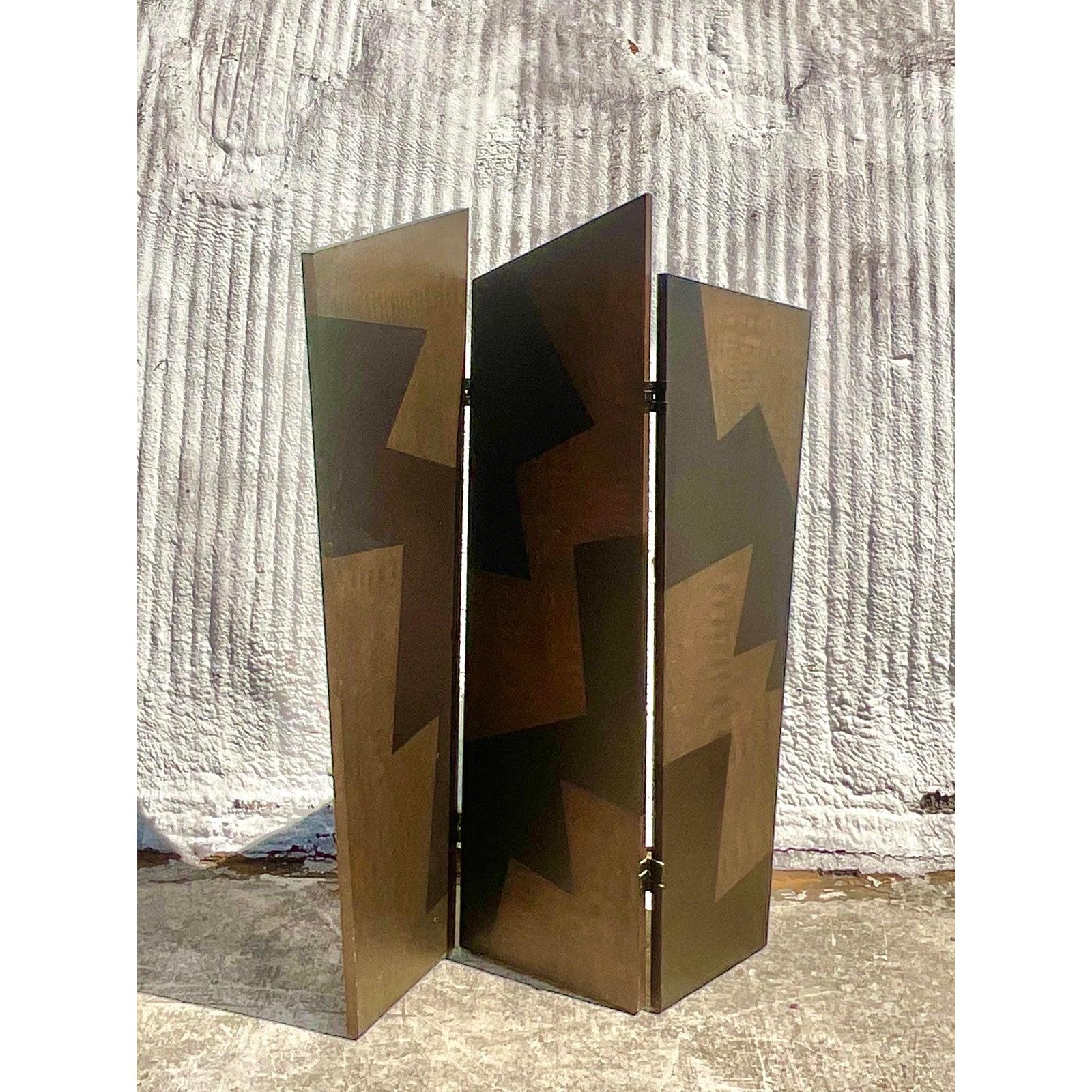 Vintage Postmodern Angled Room Divider In Good Condition In west palm beach, FL