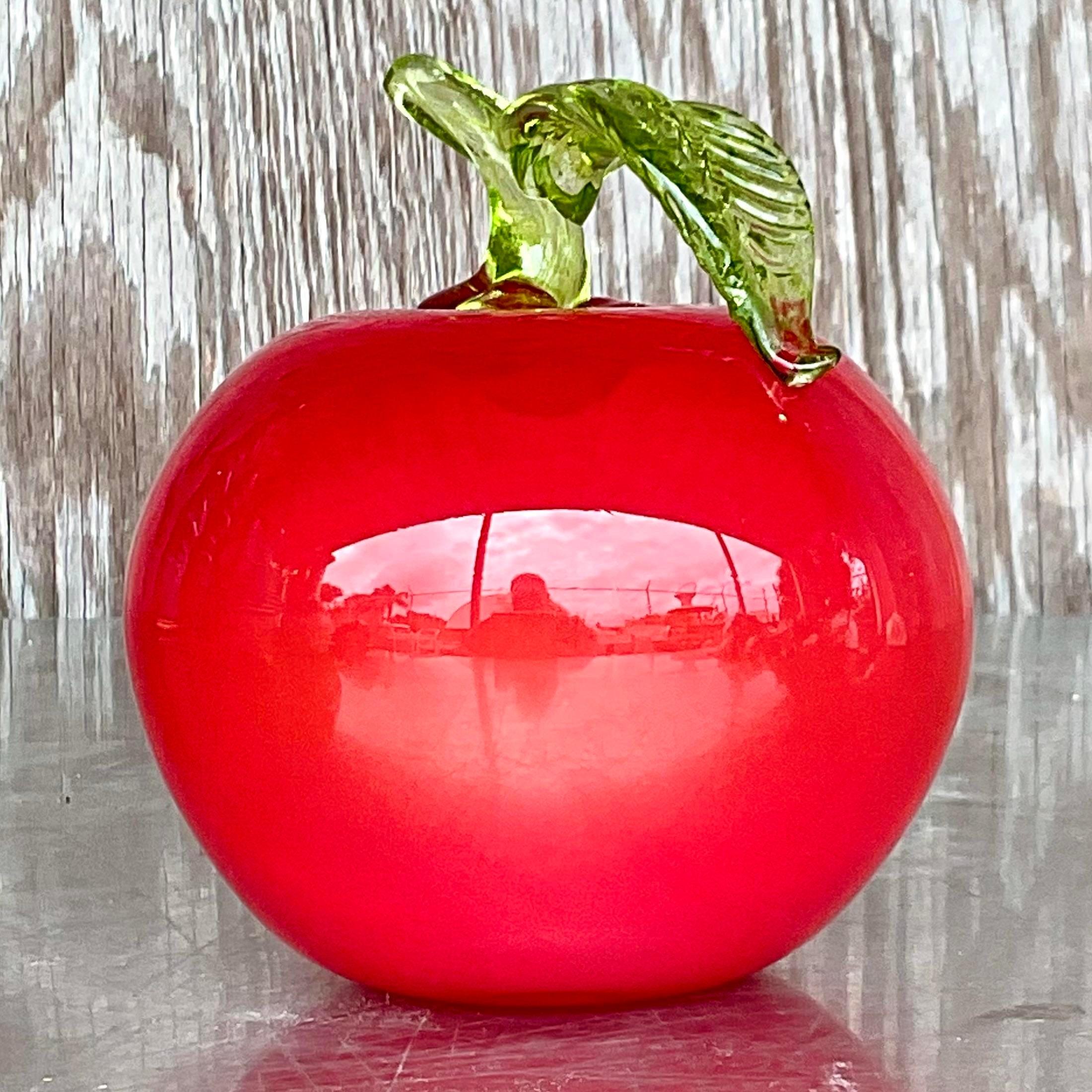 Vintage Postmoderne Kunst Glas Apfel (Art déco) im Angebot