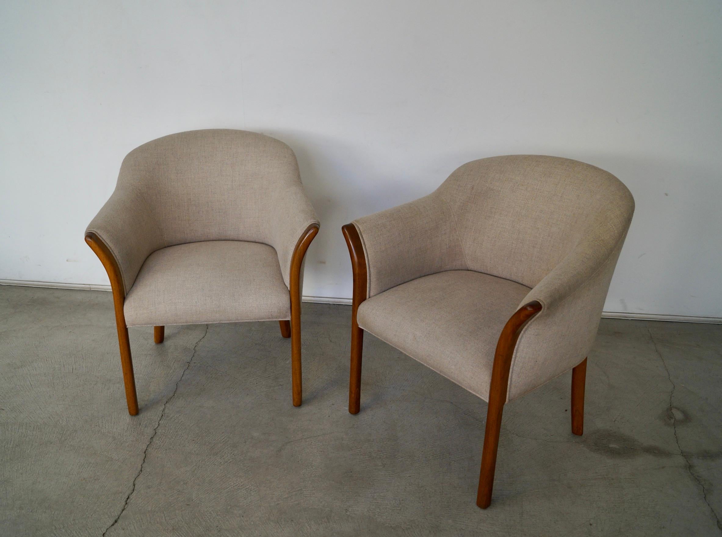Vintage Postmodern Barrel Walnut Armchairs - Set of Four 4