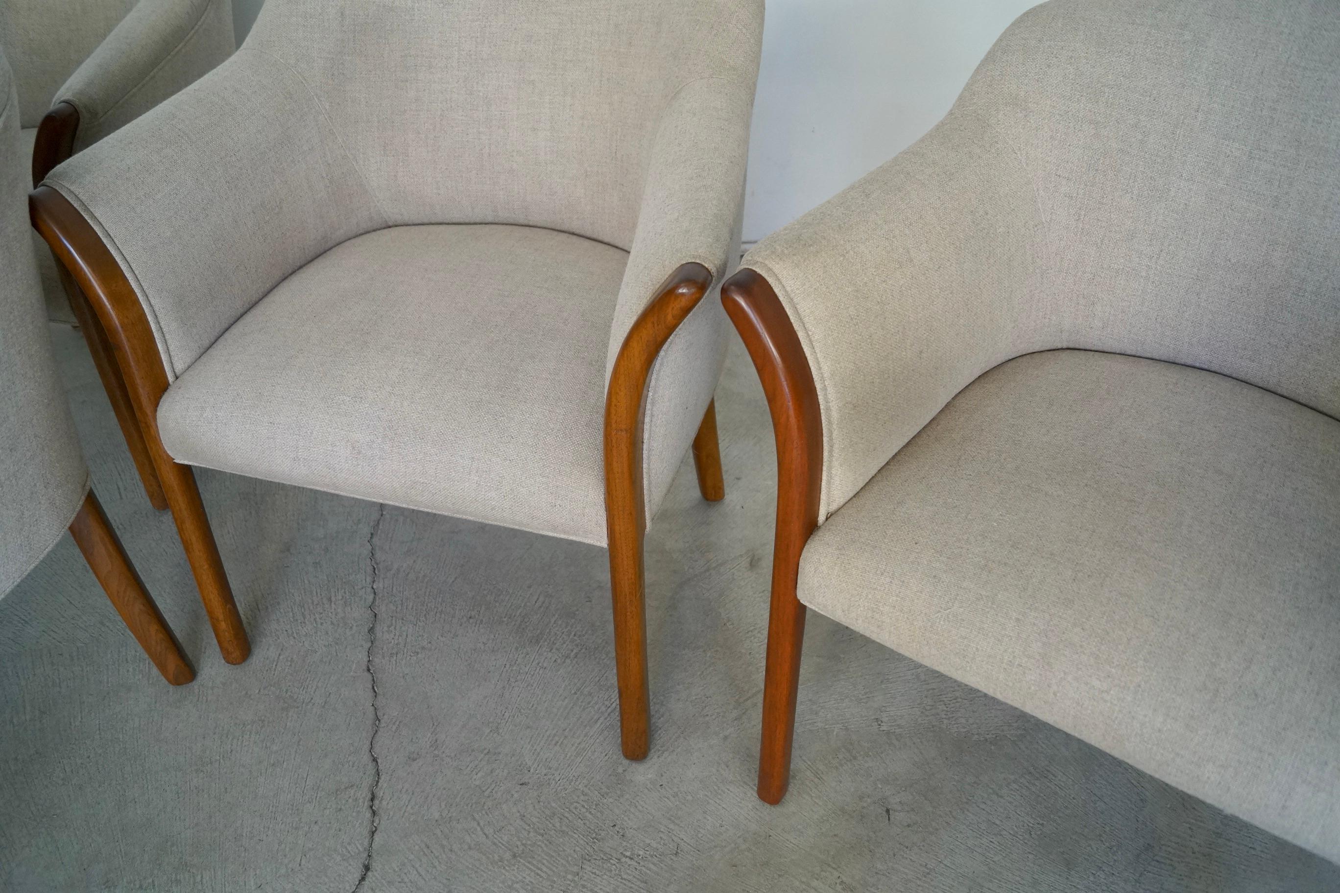 Vintage Postmodern Barrel Walnut Armchairs - Set of Four 5