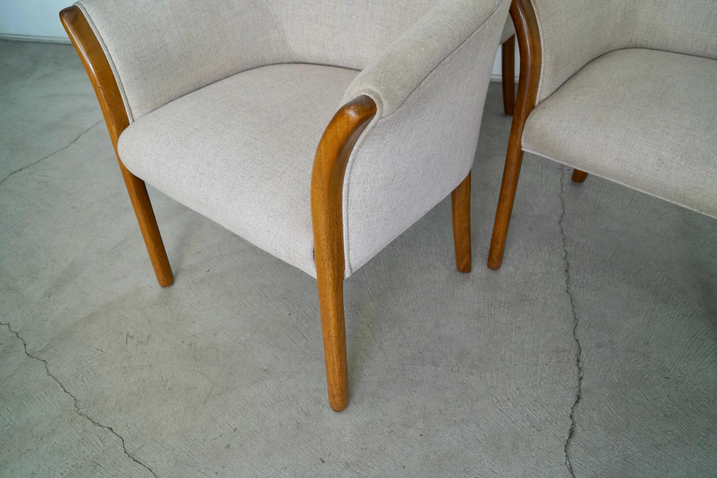 Vintage Postmodern Barrel Walnut Armchairs - Set of Four 6