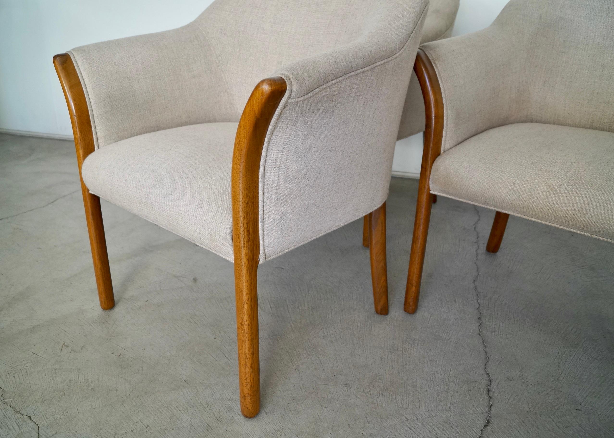 Vintage Postmodern Barrel Walnut Armchairs - Set of Four 7