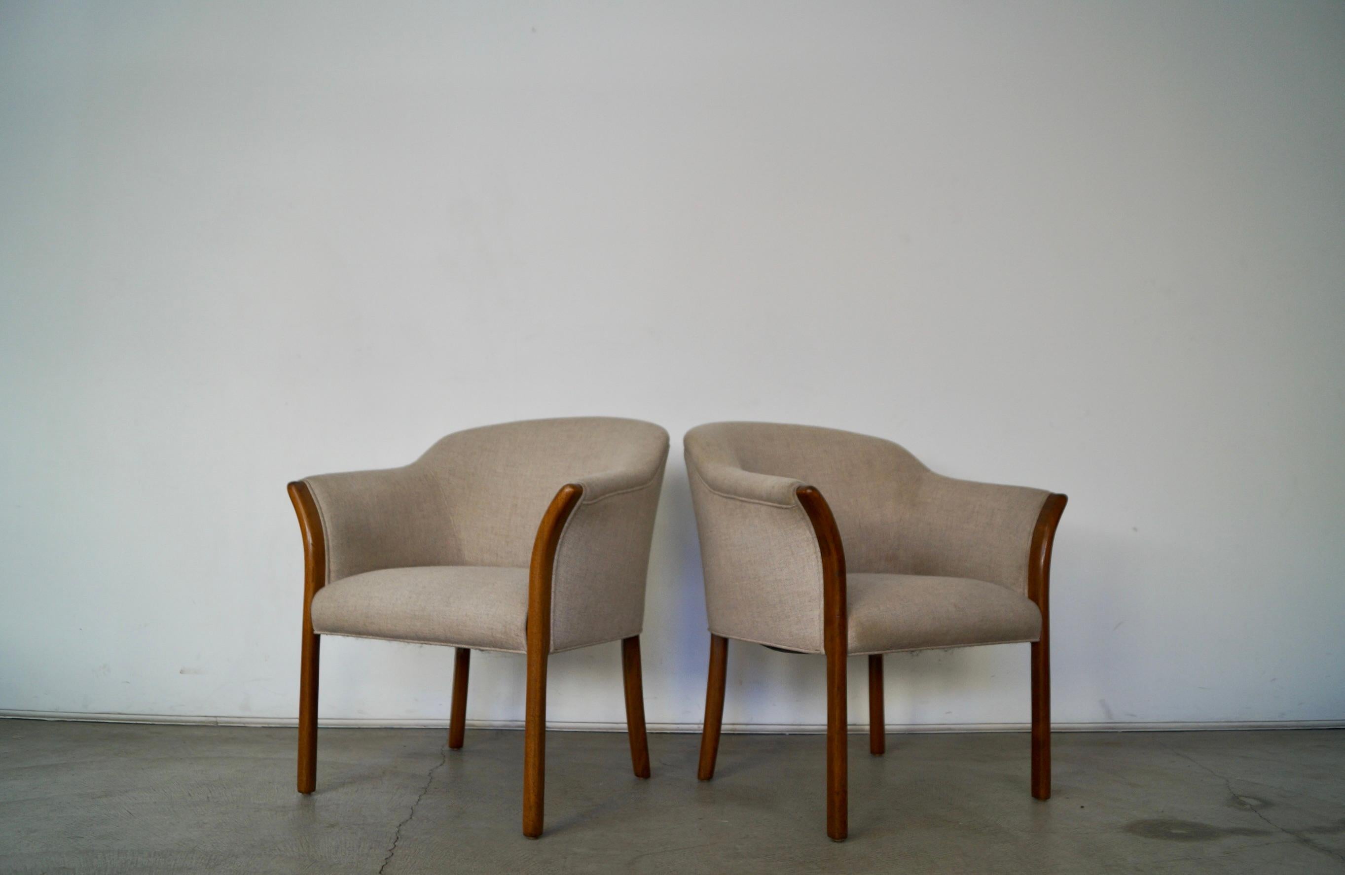 Vintage Postmodern Barrel Walnut Armchairs - Set of Four 1