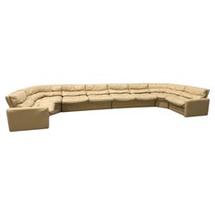 Vintage Postmodernes Beige Leder 6 Stück Modulares Sektionssofa