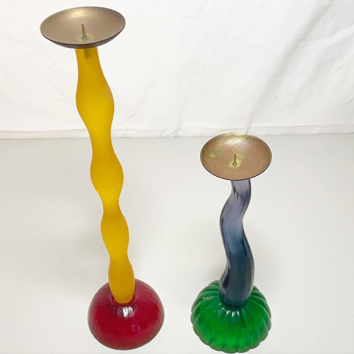 Incredible pair of candle holders. Shorter one measures 9.25”H
