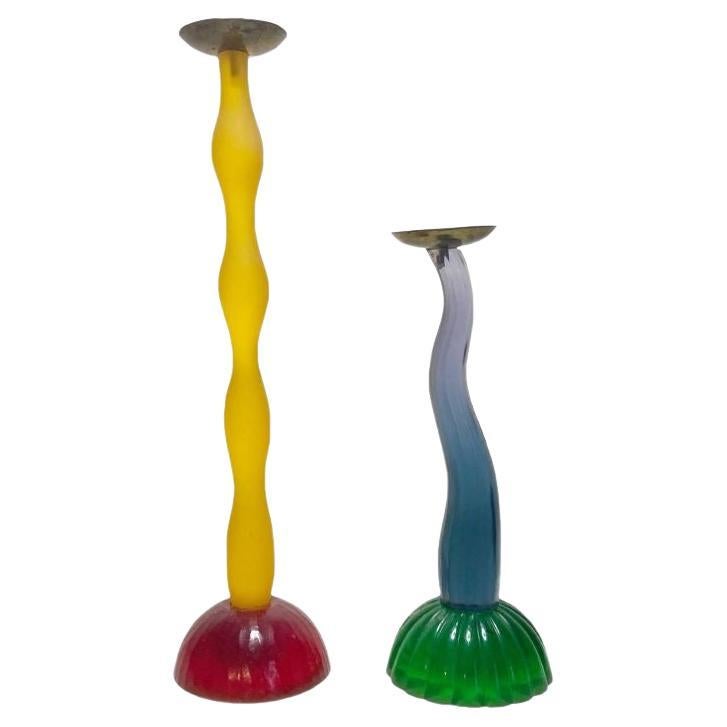 Vintage Postmodern Benazir Style Candlesticks - a Pair For Sale