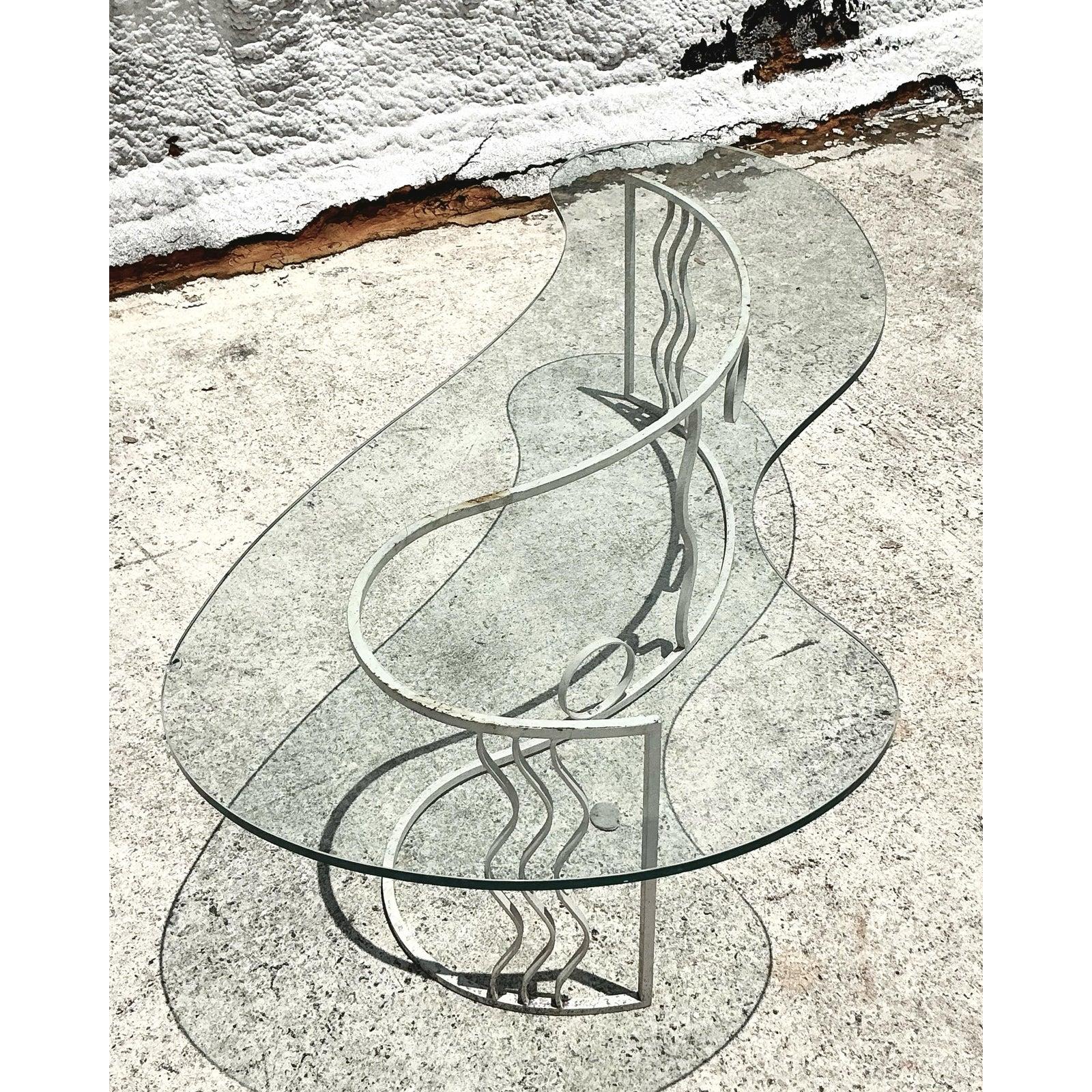 Post-Modern Vintage Postmodern Biomorphic Wave Coffee Table For Sale