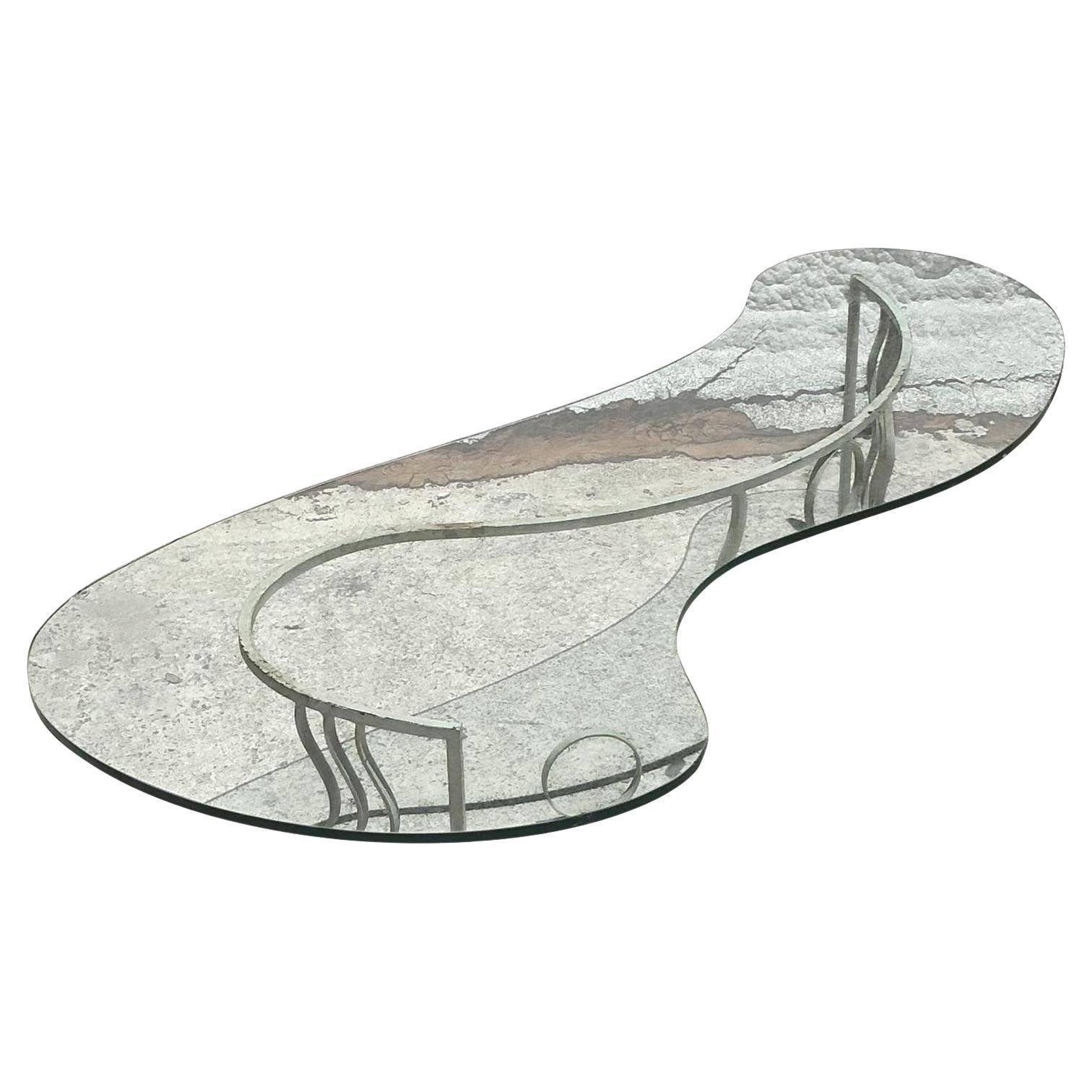 Vintage Postmodern Biomorphic Wave Coffee Table For Sale