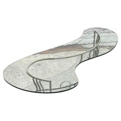 Vintage Postmodern Biomorphic Wave Coffee Table