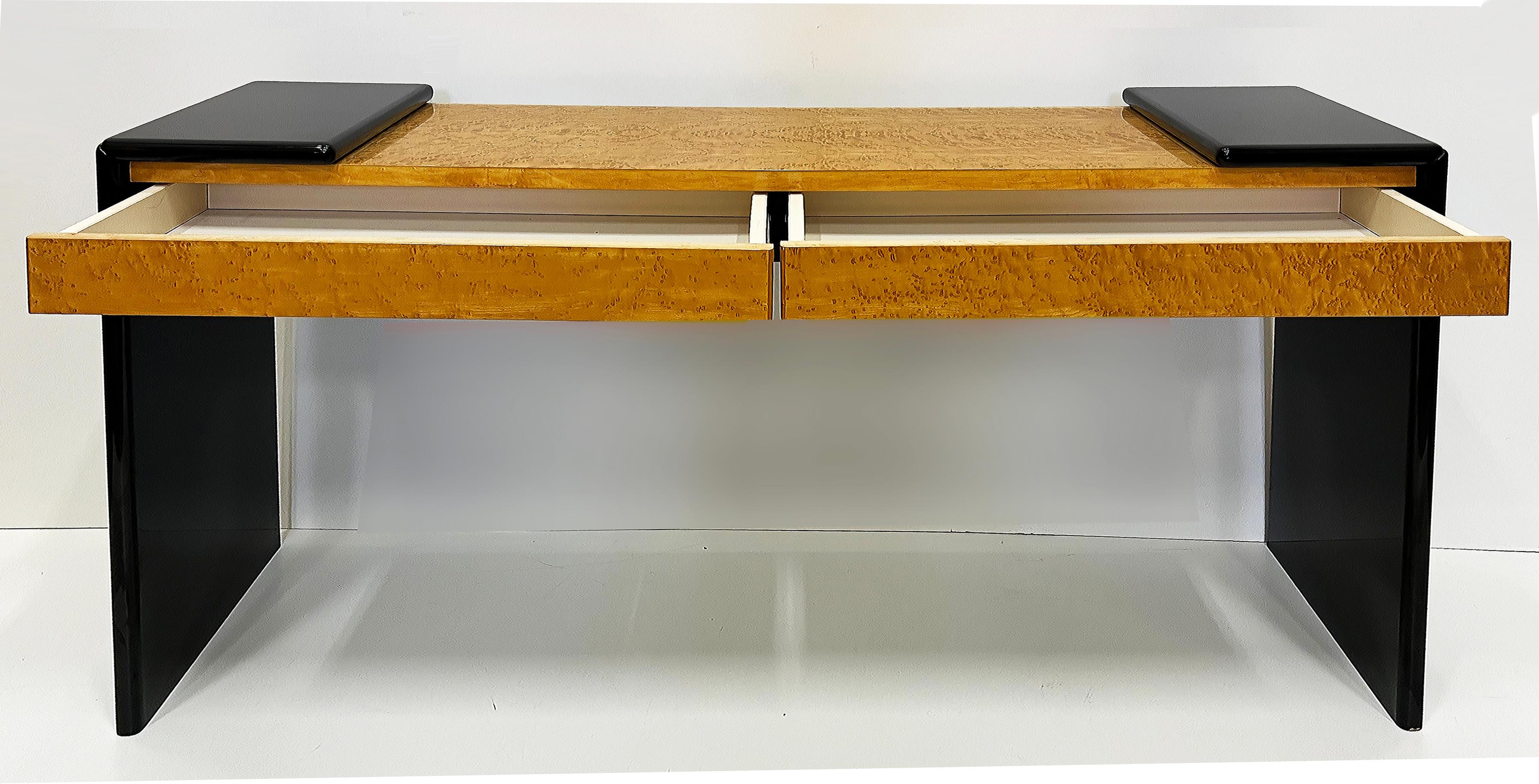 Late 20th Century Vintage Postmodern Birdseye Console, Pace Collection Attributed For Sale