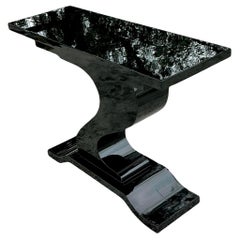 Vintage Postmodern Black Lacquered Console Table
