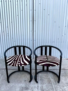 Vintage Postmodern Black Lacquered Side Chairs, a Pair
