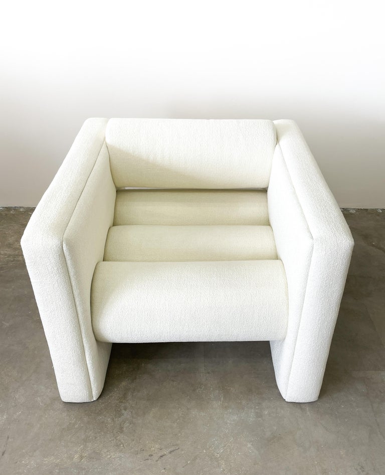 Vintage Postmodern Boucle Bolster Club Chair MCM Minimalist Retro