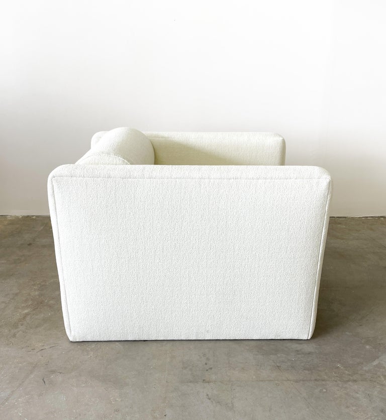 Vintage Postmodern Boucle Bolster Club Chair MCM Minimalist Retro