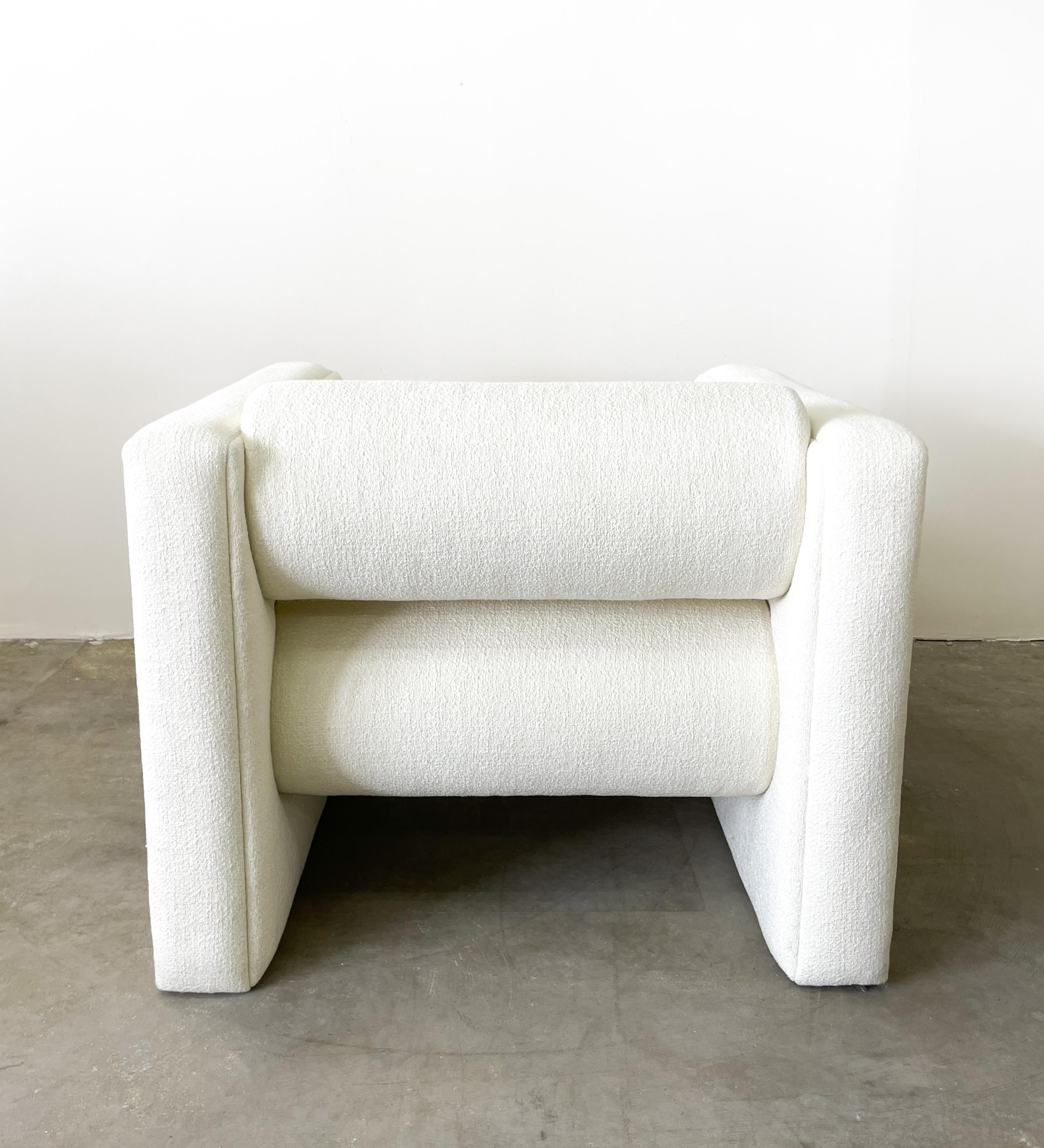 Vintage Postmodern Boucle Bolster Club Chair MCM Minimalist Retro