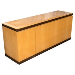 Vintage Postmodern Burlwood Sideboard Credenza Cabinet