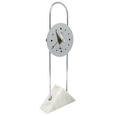 Retro Postmodern Canetti Chrome and Marble Clock '1989'