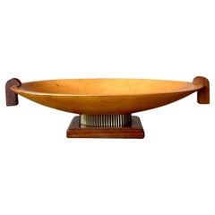 Vintage Postmodern Carved Wooden Centerpiece Bowl