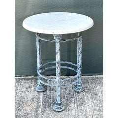 Vintage Postmodern Cast Aluminum Outdoor Side Table - 895
