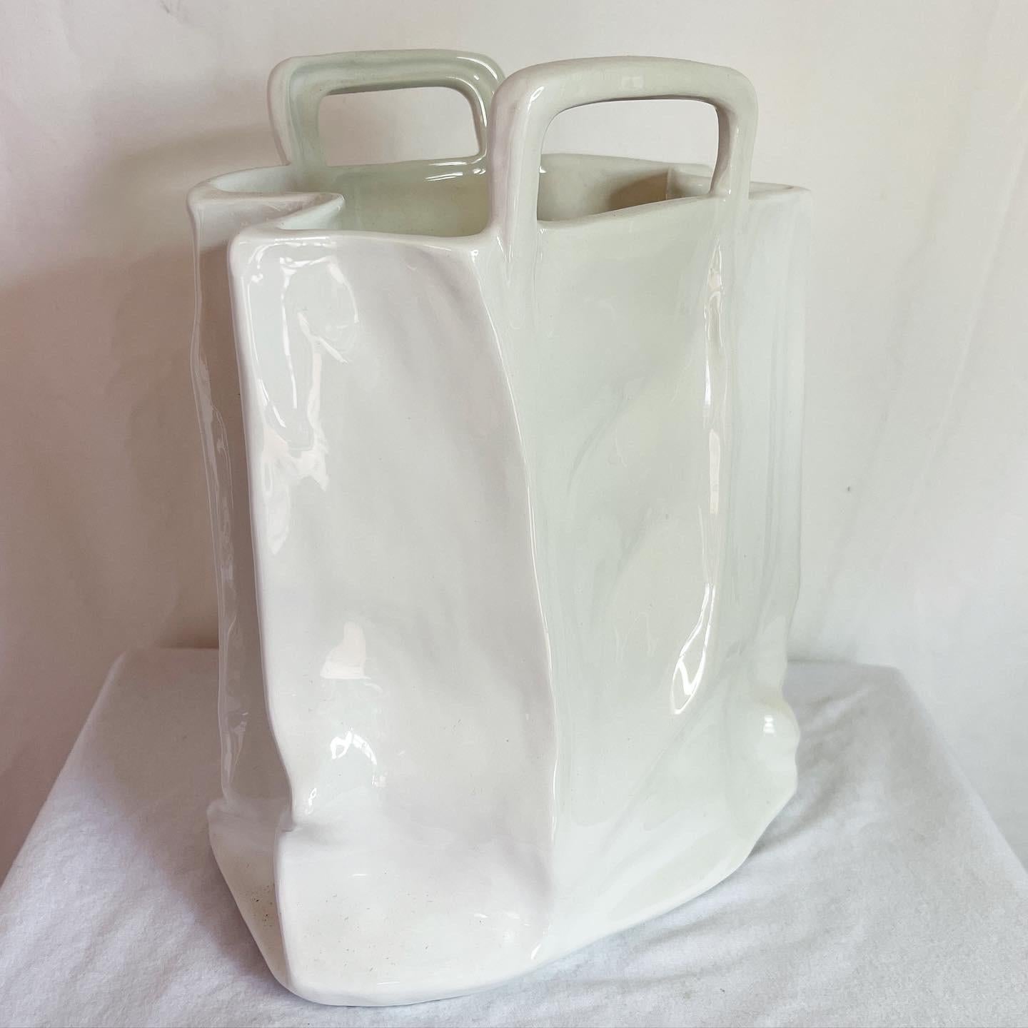 Post-Modern Vintage Postmodern Ceramic Bag Vase