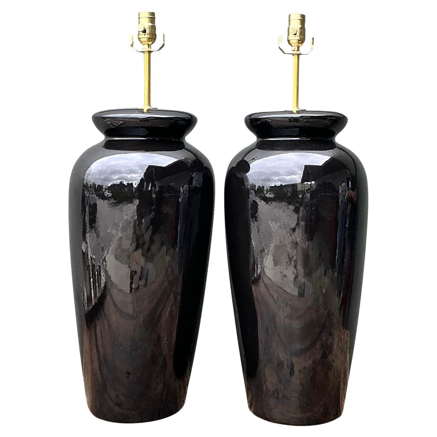 Vintage Postmodern Ceramic Lamps - A Pair