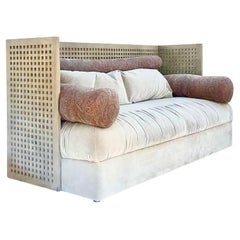 Vintage PostModern Cerused Grid Sofa After Donghia